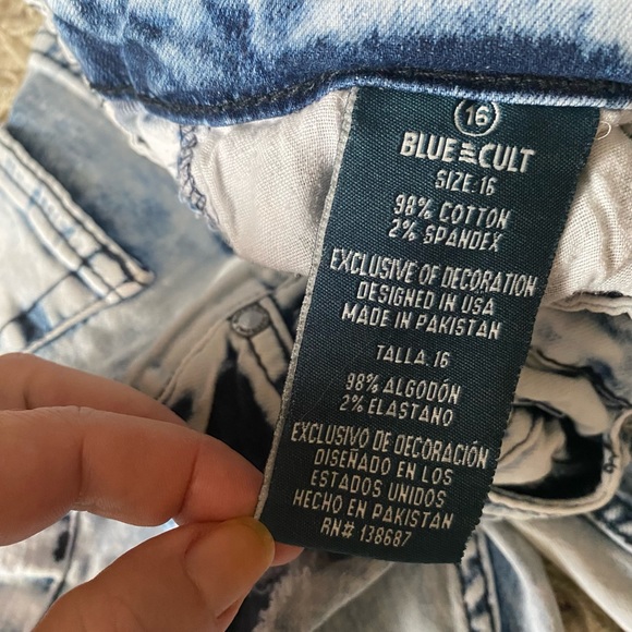 Blue Cut Denim Womens Jeans Size 16 Skinny Blue Light Wash Distressed - Picture 9 of 12